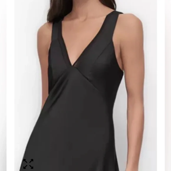 DKNY black satin midi slip dress sleeveless size 8 NEW - Picture 2 of 11